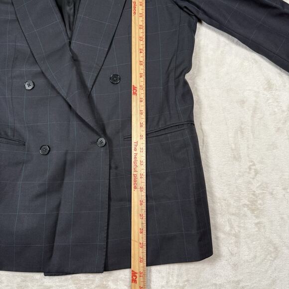 VTG Ermenegildo Zegna Wool Windowpane Double Breasted Suit Jacket Blazer 40R - Picture 10 of 12